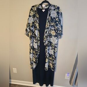 Lularoe Floral Shirley Cardigan with Black Maria Dress